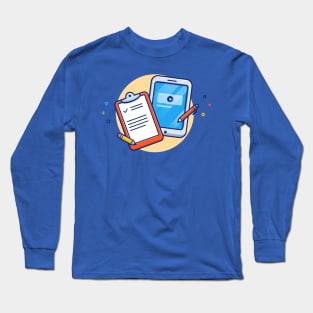 Clipboard, Pencil, Paper, Pen, And Tablet Cartoon Long Sleeve T-Shirt